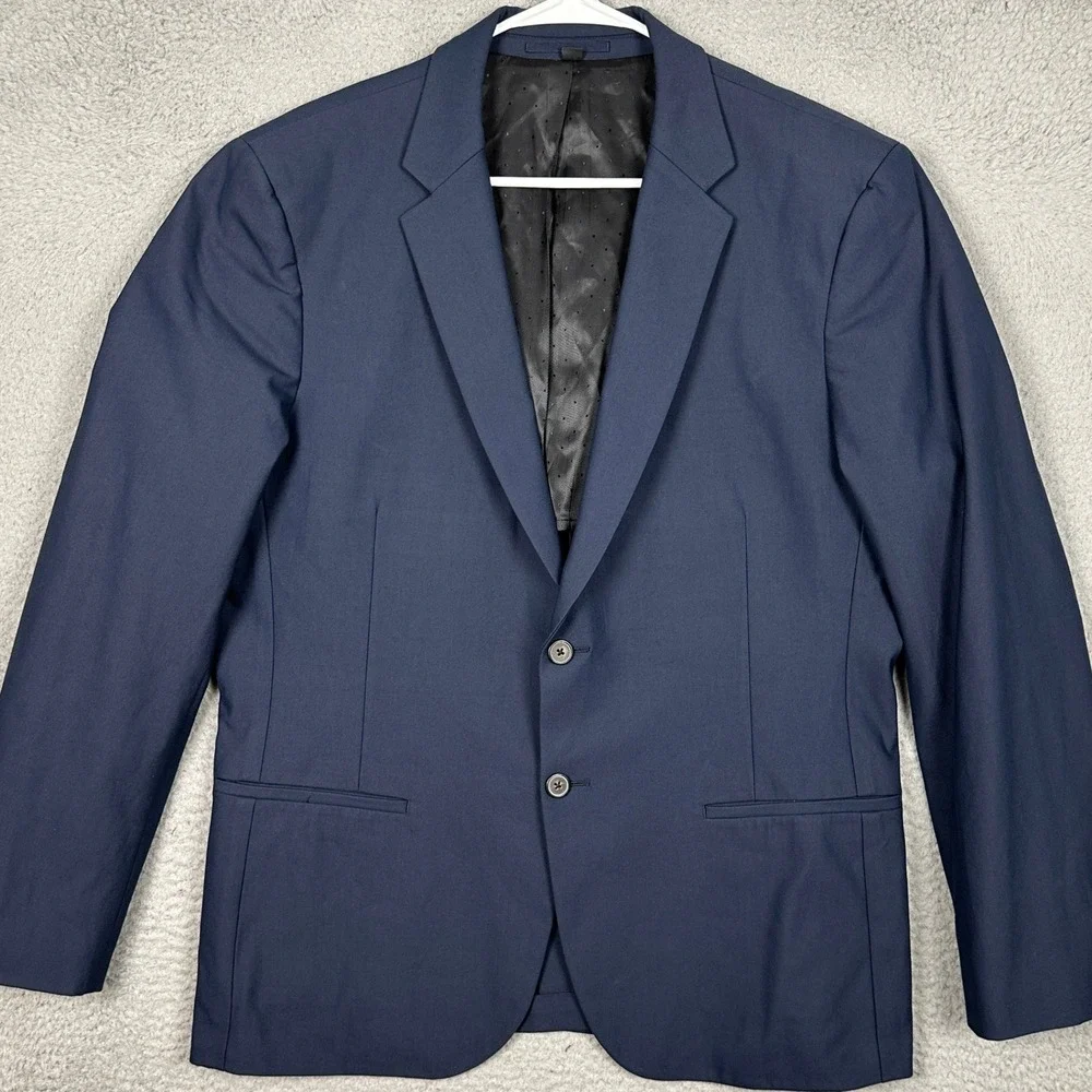J Crew Destination Blazer Mens 44R Navy Blue 2 Button Sport Coat Formal Stretch